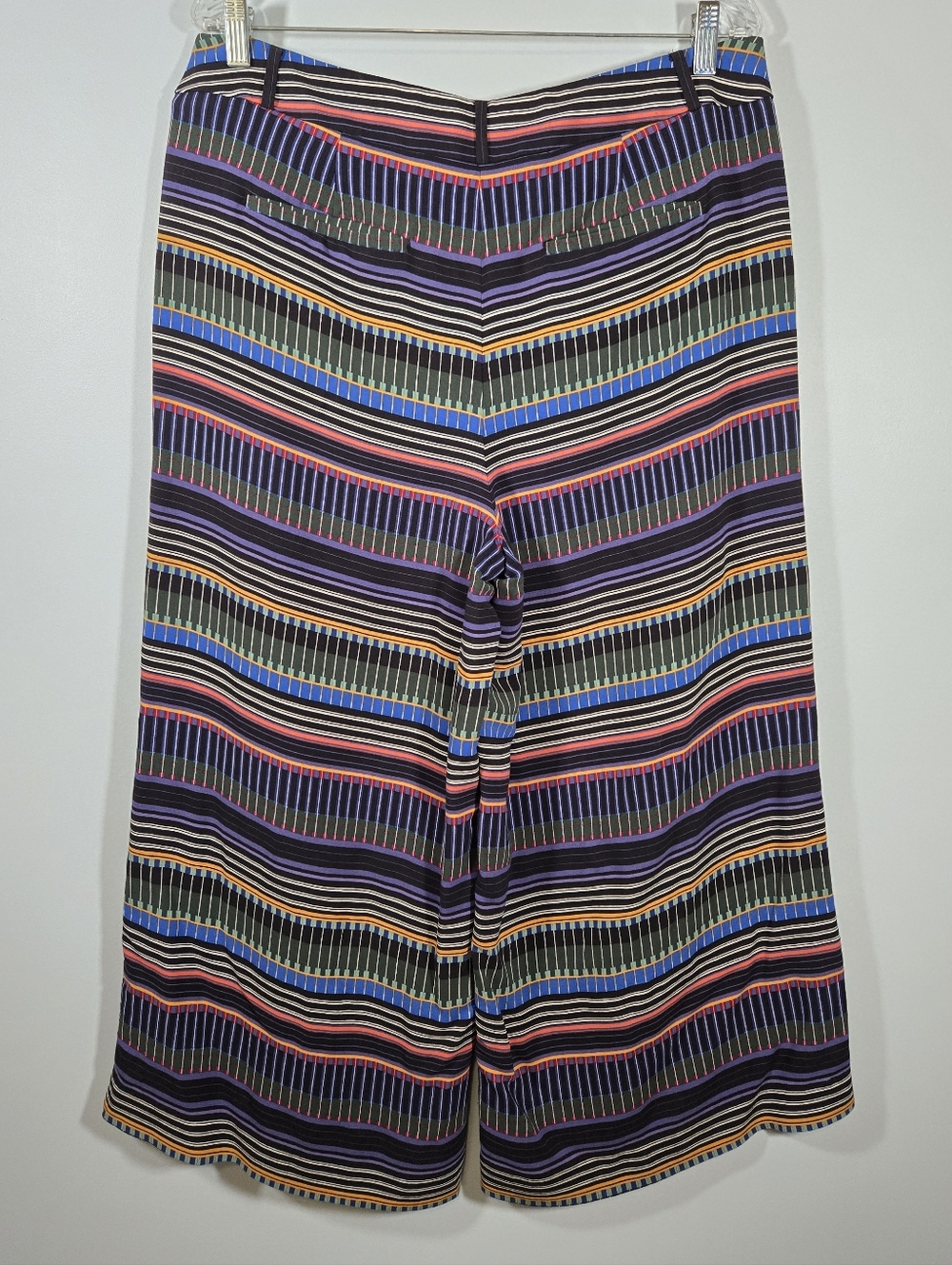 LOFT Striped Wide Leg Cropped Trousers Size 12 High Rise Work Pants Chic - Picture 4 of 8